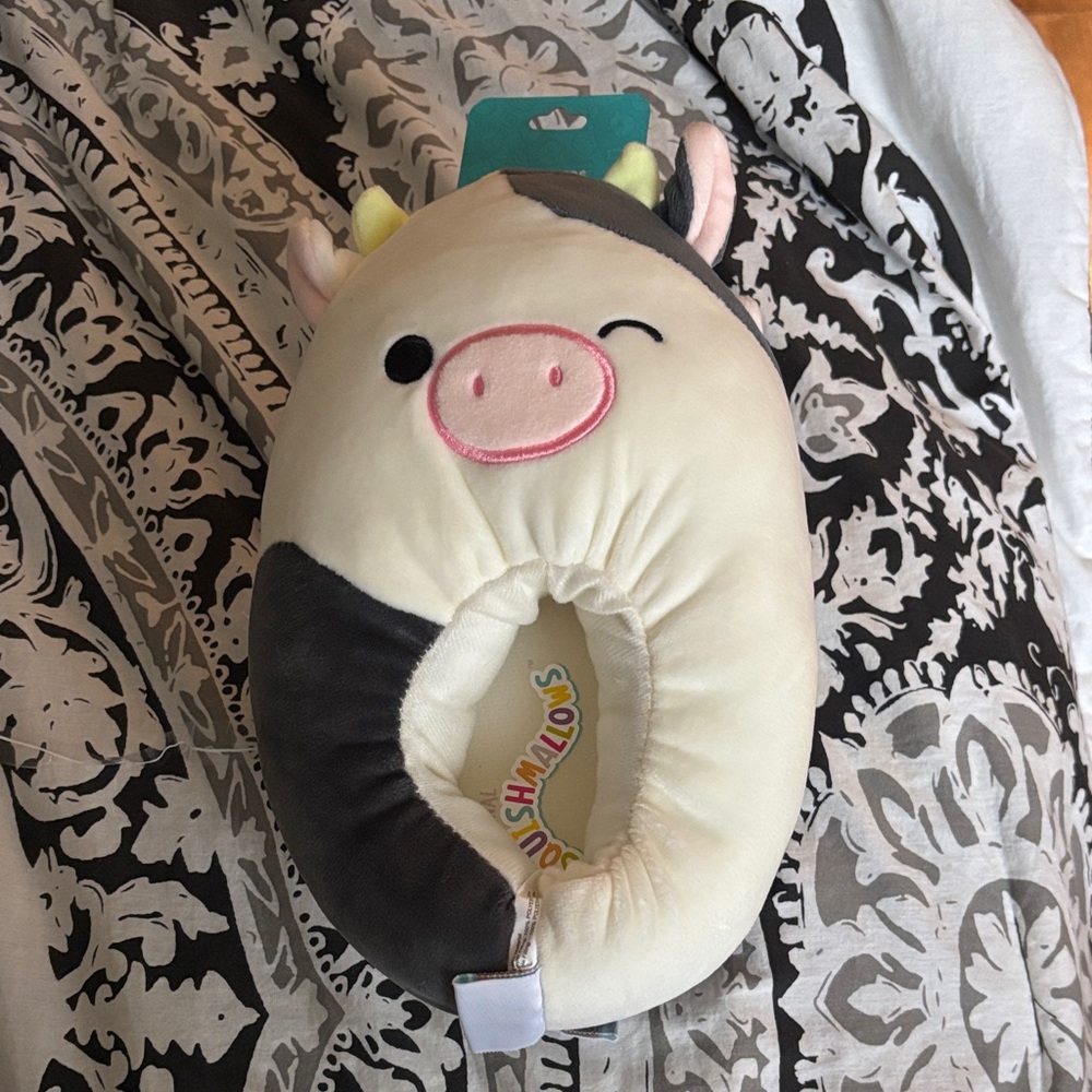 Squishmallows Cow Slippers - White and Black